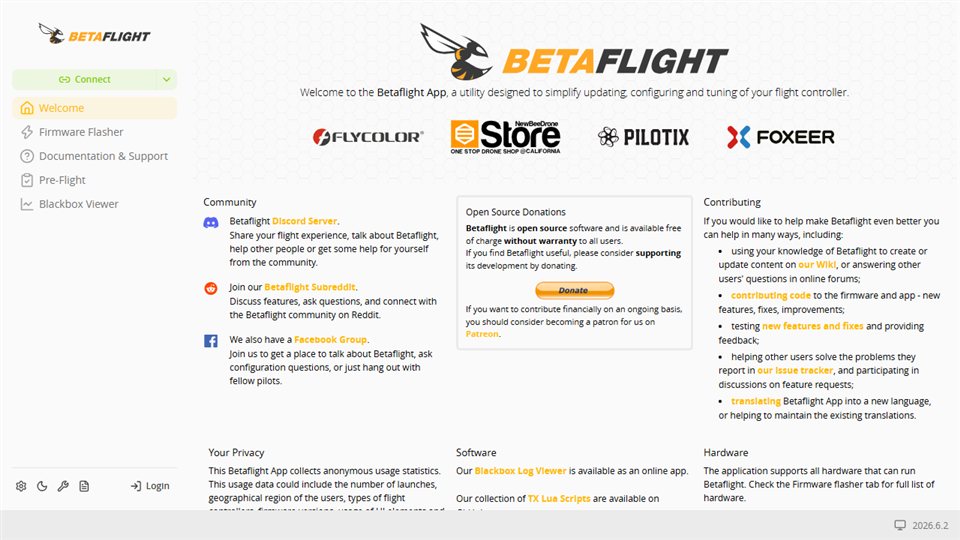Screenshot von Betaflight App